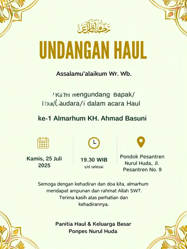 Contoh Undangan Kirim Doa Word