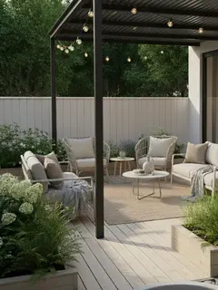 Ide Teras Belakang dengan Taman Mini ala Rumah Skandinavia/Gemini AI