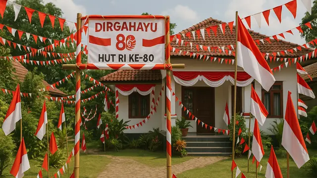 Ide Dekorasi Rumah untuk Peringatan Hari Kemerdekaan 17 Agustus 1945 HUT RI ke-80/Ilustrasi Gambar AI