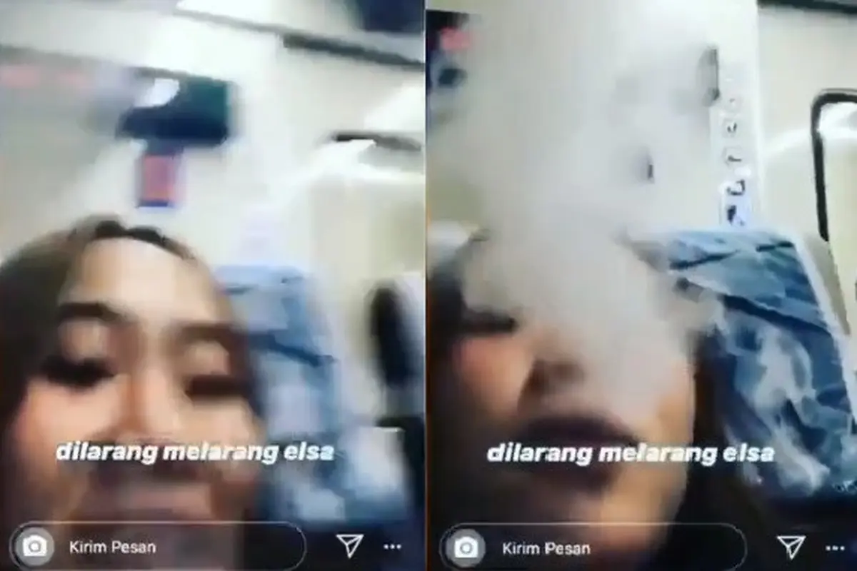 wanita vaping di kereta