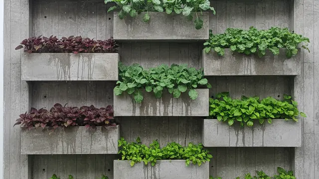Ide Kebun Sayur Pakai Pot Semen Minimalis Halaman Depan. AI