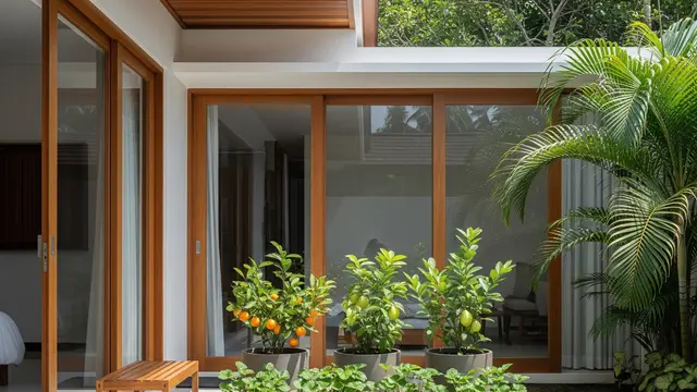 Teras Minimalis dengan Kebun Buah dalam Pot