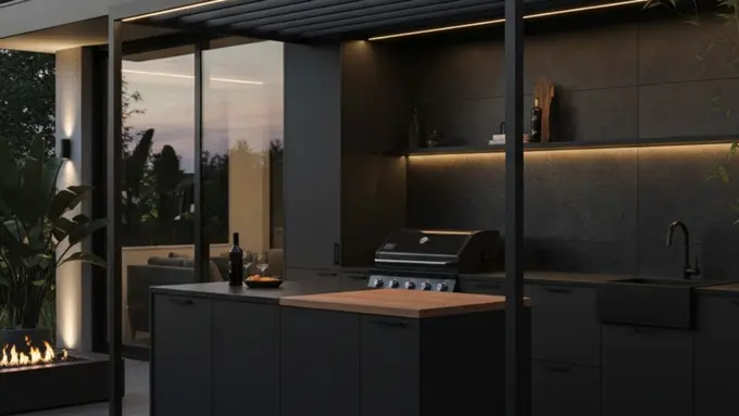 Model Dapur Minimalis di Belakang Rumah (Image by Gemini AI)