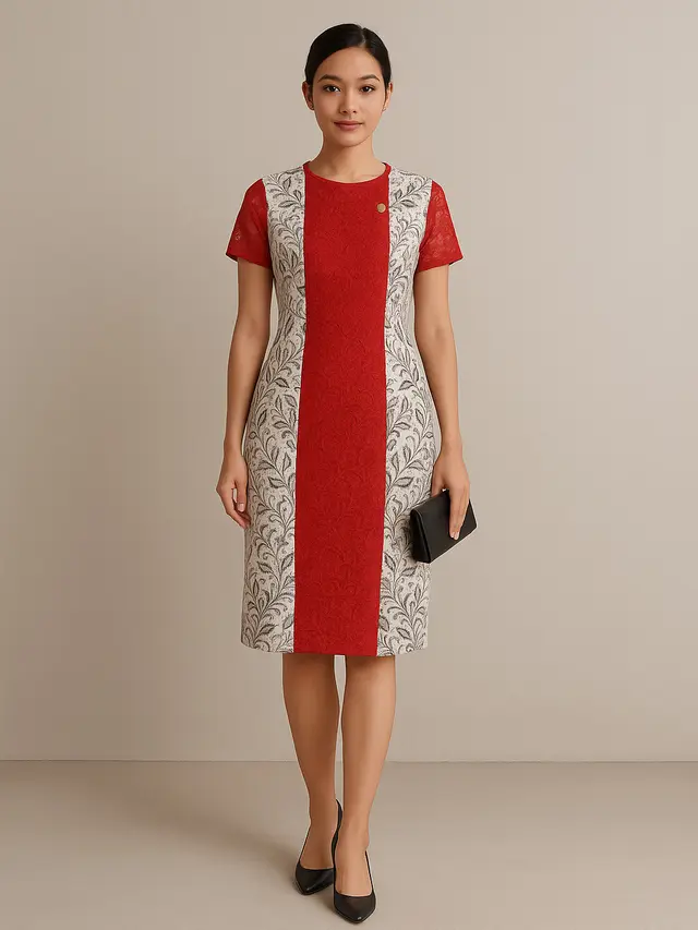 Dress Batik Kombinasi Brokat Tema Hari Kemerdekaan