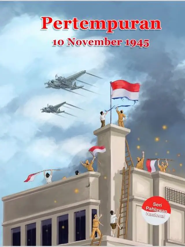 Cover Komik Pertempuran 10 November 1945, Kemetrian Sosial.