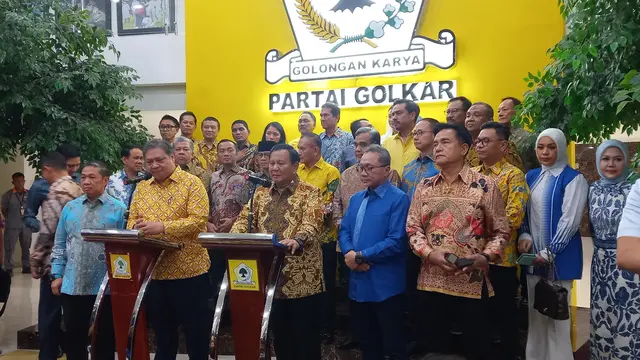 Prabowo Subianto Bersama Petinggi Parpol Koalisi Indonesia Maju di Kantor Golkar