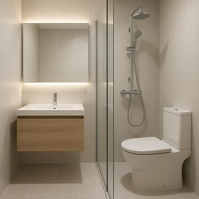 Desain Kamar Mandi Minimalis 2x2 dengan Kloset Duduk dan Shower
