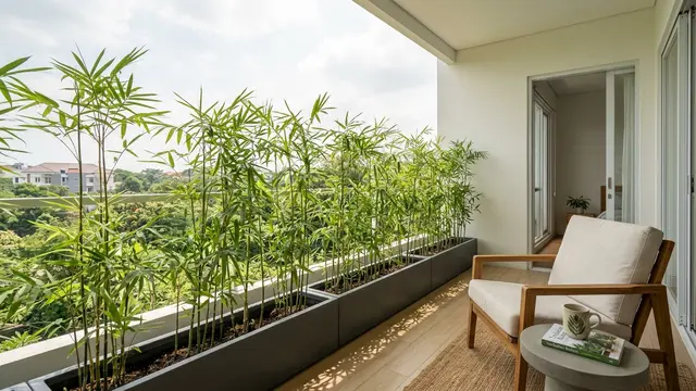 Tanaman Bambu Air sebagai Pembatas Balkon (AI Generated)