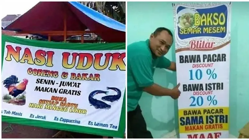 6 Tulisan Promo Makan Gratis Ini Nyeleneh, Bikin Pembeli Senyum Tipis