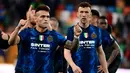 <p>Inter Milan harus kerja keras saat mengalahkan Udinese dengan skor 2-1. Dua gol pasukan Simone Inzaghi dicetak oleh Ivan Perisic dan Lautaro Martinez. (AFP/Miguel Medina)</p>
