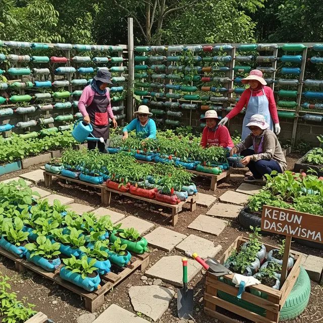 Ide Kebun Sayur untuk Ibu Dasawisma dari Barang Bekas (Image by Gemini AI)