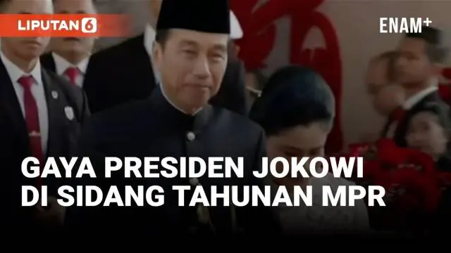 Presiden RI Joko Widodo tiba di Gedung Parlemen Jumat (16/8) pagi bersama Ibu negara. Pada acara Sidang Tahunan MPR tahun ini, Jokowi mengenakan pakaian adat Betawi.