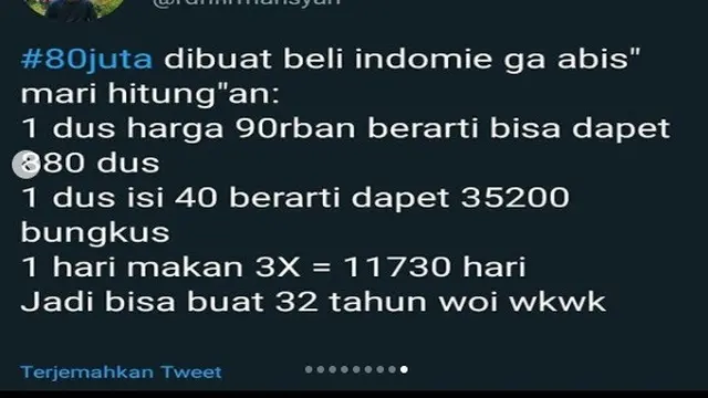 cuitan kocak Rp 80 juta (foto: @rdnfirmansyah)