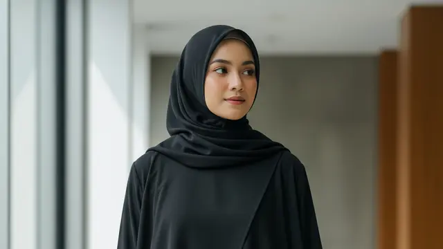 Model Gamis Serba Hitam Tanpa Terlihat Monoton