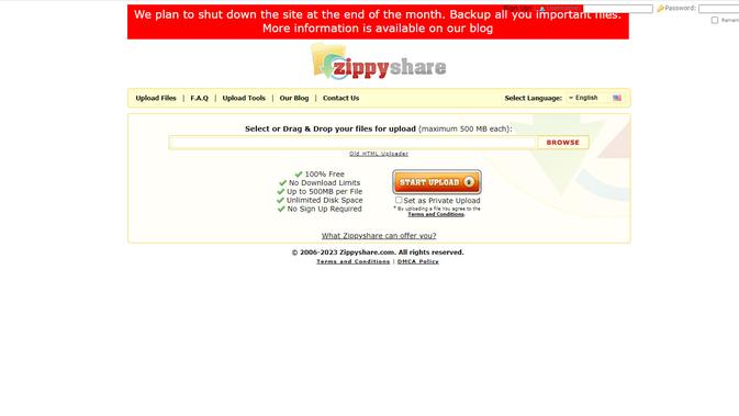 <p>Layanan situs berbagi file Zippyshare resmi tutup pada Maret 2023. (Doc. Zippyshare)</p>