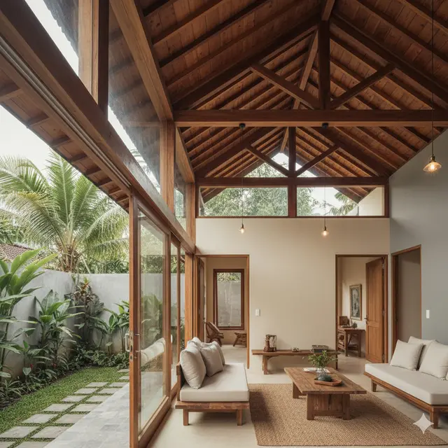 7 Model Rumah Kecil Tapi Luas dengan Atap Kayu Tinggi Bernuansa Alami, Tampilan Hangat dan Elegan