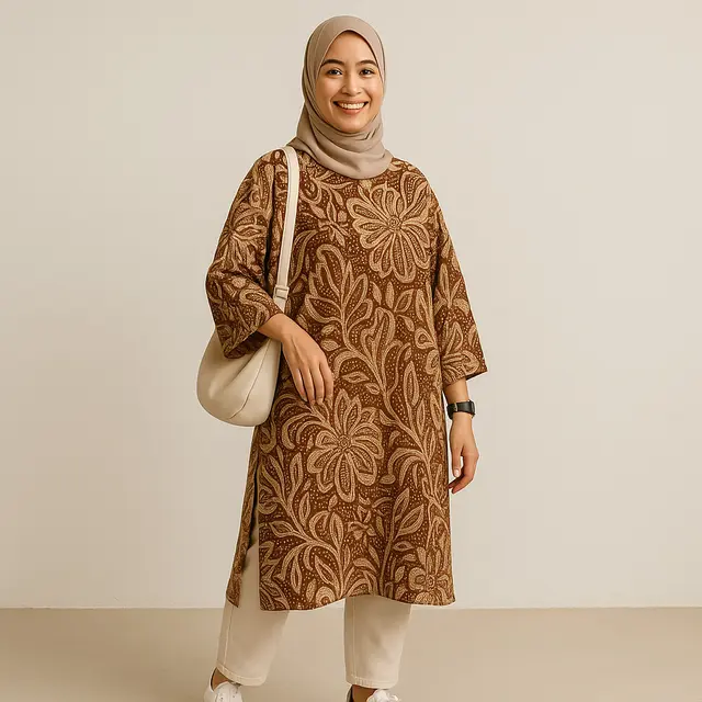 Model Tunik Batik Belah Samping yang Lagi Tren di 2025/Ilustrasi AI