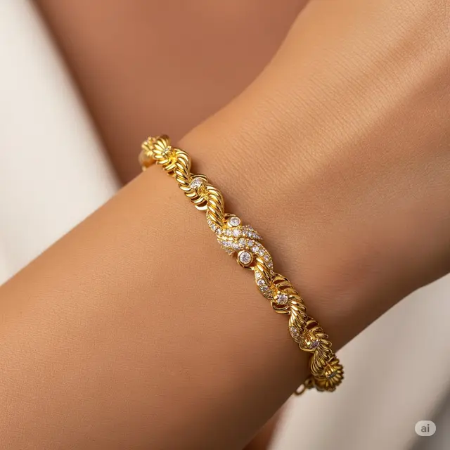 Gelang Twist Rope dengan Ornamen Zirconia