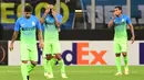 Ekspresi pemain Inter Milan setelah kalah dari tamunya Hapoel Beer-Sheva, 0-2, pada laga Grup K Liga Europa di Giuseppe Meazza, Milan, Jumat (16/9/2016) dini hari WIB. (AFP/Giuseppe Cacace) 