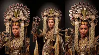 Kostum nasional bertema Nagini yang bakal diboyong Aluna Rifani ke ajang Miss Intercontinental 2019. (dok. Instagram @eggiejasmincouture_artisan/https://www.instagram.com/p/BsVy4wiA5pC/Asnida Riani)