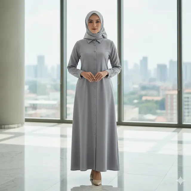 7 Model Gamis Formal Wanita dengan Kesan Pejabat, Rapi, Elegan, dan Penuh Wibawa