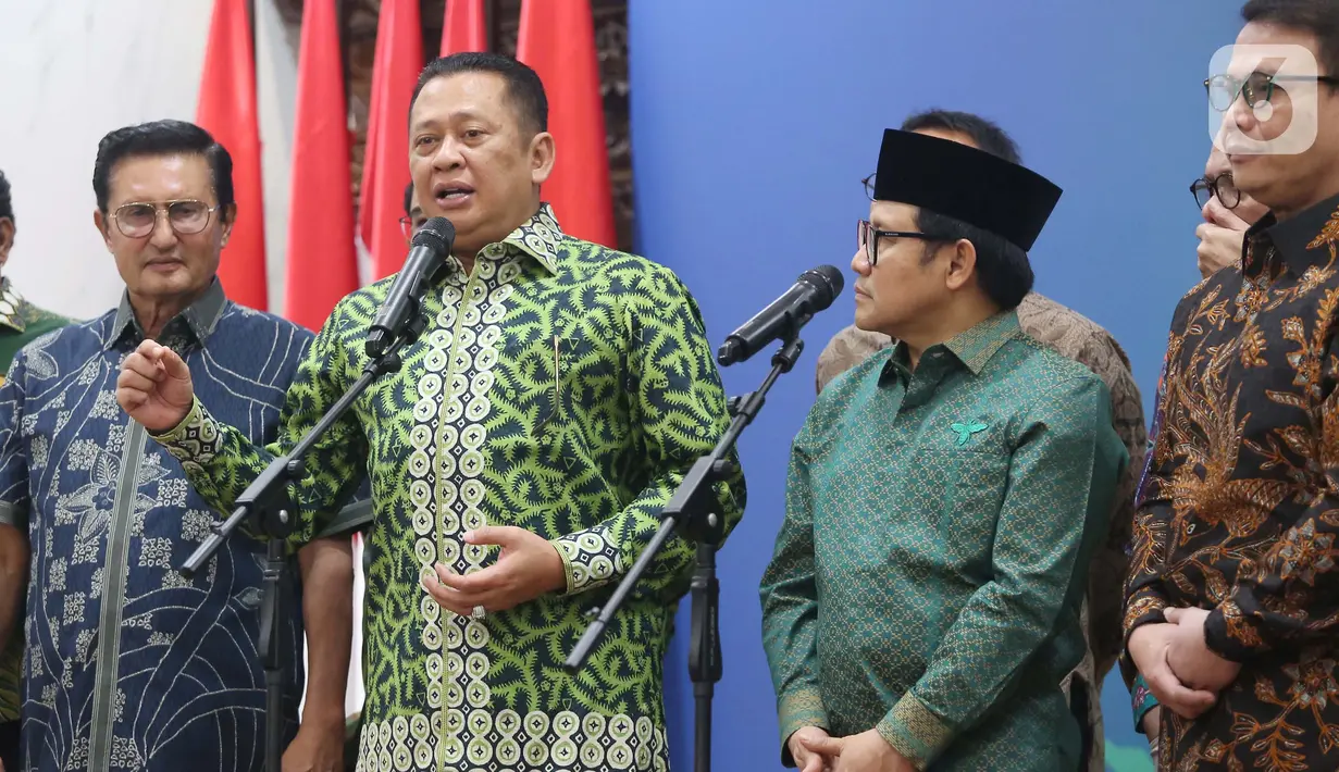 Selain bersilaturahmi, pimpinan MPR RI juga ingin mendengar masukan dari Ketua Umum PKB Muhaimin Iskandar alias Cak Imin terkait sejumlah isu kebangsaan. (Liputan6.com/Angga Yuniar)