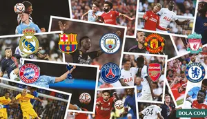 Kolase - Real Madrid, MU, Barcelona, Liverpool, Manchester City, Bayern Munchen, PSG, Chelsea, Totenham Hotspur, Arsenal (Bola.com/Adreanus Titus)