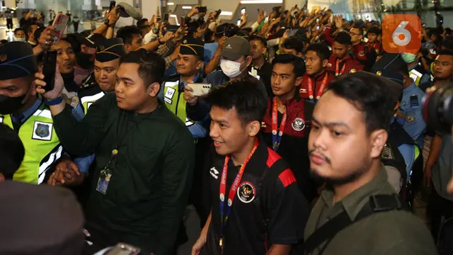 Skuad Timnas Indonesia U-22 Tiba di Bandara Soekarno Hatta