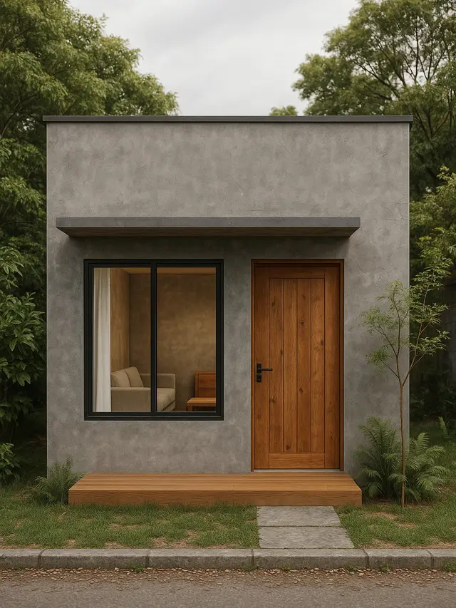 7 Model Rumah Industrial 4×6 dengan Semen Ekspos dan Nuansa Kayu, Kecil Tapi Estetik dan Kokoh