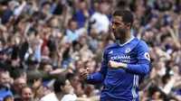 Pemain Chelsea, Eden Hazard merayakan gol saat melawan Sunderland pada Premier Leage 2016-2017 di Stamford Bridge stadium, London, (21/5/2017). (AP/Kirsty Wigglesworth)