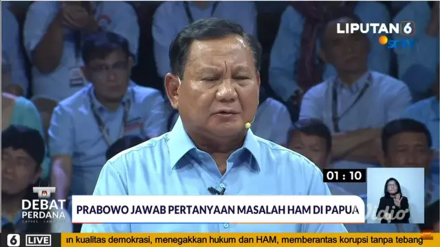 Calon Presiden Prabowo Subianto dalam Debat Perdana Capres-Cawapres