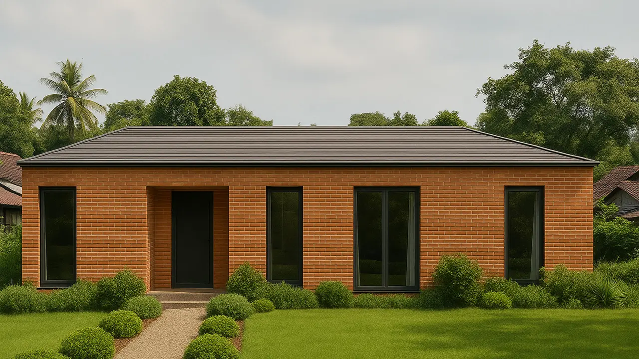 Model Rumah Tembok Minimalis Modern di Desa/ Ilustrasi gambar oleh AI