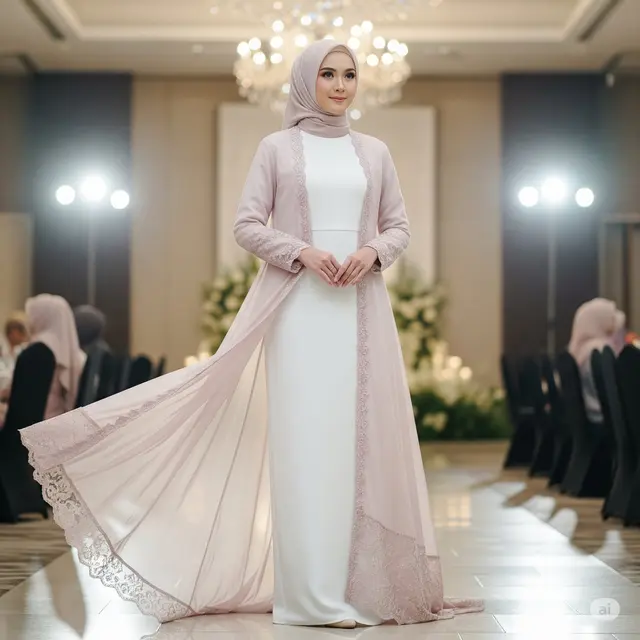 Gamis Outer + Renda Tempel Tepi