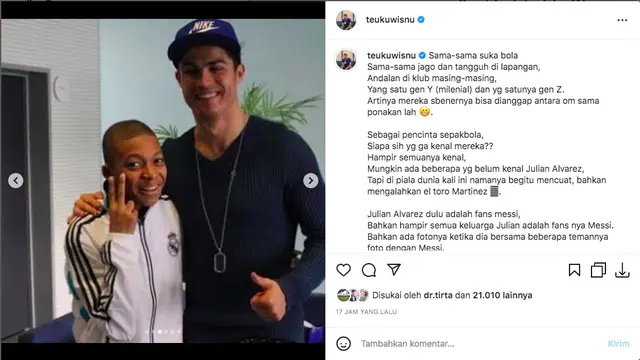 Final Piala Dunia 2022, Teuku Wisnu Tunggu Aksi Lionel Messi dan Kylian Mbappe