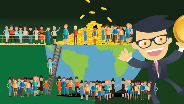Banner Infografis Ketimpangan Ekonomi Global