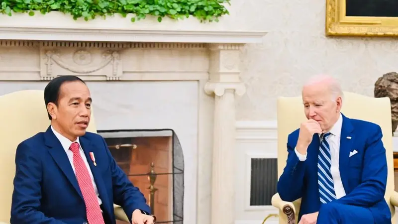 Presiden Joko Widodo atau Jokowi melakukan pertemuan dengan Presiden Amerika Serikat Joe Biden di Gedung Putih, Washington DC, Amerika Serikat.