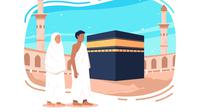 Ilustrasi haji, umrah, makkah. (Image by Freepik)