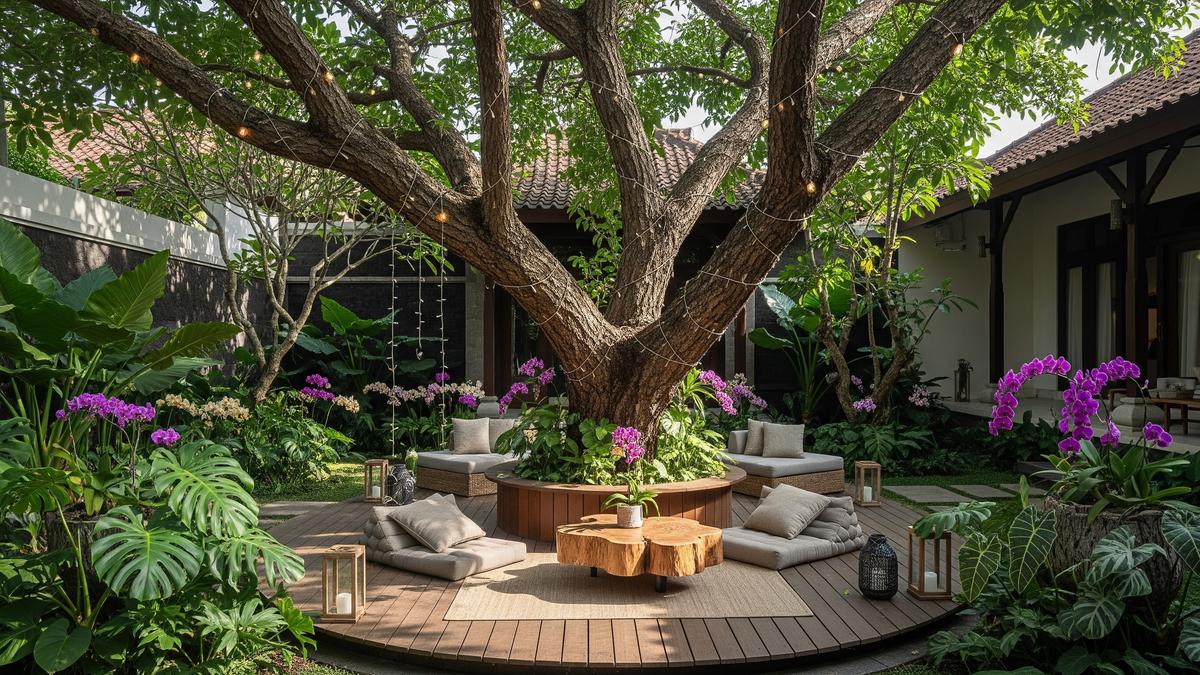 15 Ide Bikin Taman Estetik di Sekitar Pohon Rindang yang Tumbuh di Halaman Rumah