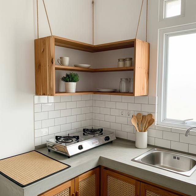 9 Model Dapur Rumah Kecil 1,5x1,5 Meter dengan Rak Sudut Gantung, Solusi Efisien