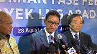 Wakil Menteri Energi dan Sumber Daya Mineral (ESDM) Yuliot Tanjung dalam acara Peresmian fase Feed proyek LNG Abadi, di Hotel Mulia, Jakarta, Kamis (28/8/2025). (Liputan6.com/Tira)&nbsp;