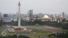 Suasana Taman Monumen Nasional (monas) dari ketinggian di Jakarta, Kamis (29/12). Perayaan pergantian tahun dari 2016 ke 2017 akan dilakukan di Jakarta. (Liputan6.com/Angga Yuniar)