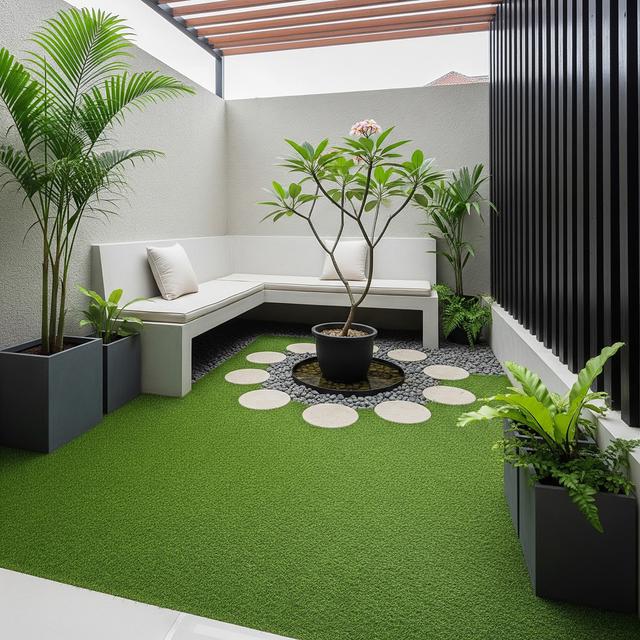 9 Desain Halaman Belakang Rumah Minimalis dengan Rumput Sintetis, Minim ...