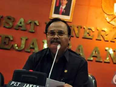  Jaksa Agung saat menggelar siaran Pers di Gedung Kejaksaan Agung, Jakarta, Senin (17/11/2014)(Liputan6.com/Johan Tallo)