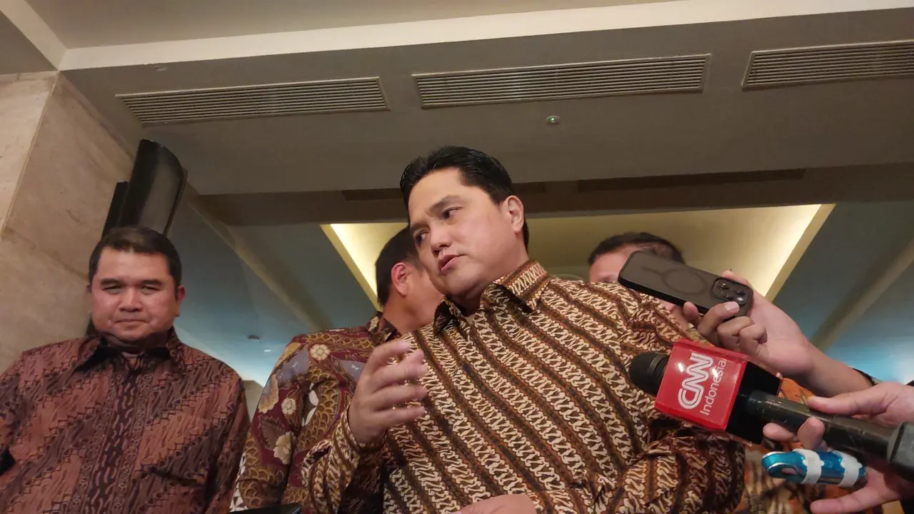 Menteri BUMN Erick Thohir dalam Penandatanganan Kerja Sama PT Freeport Indonesia dan PT Antam, di Hotel Kempinski, Jakarta, Kamis (7/11/2024). (Arief/Liputan6.com)