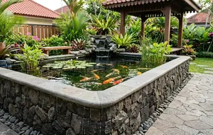 6 Desain Kolam Ikan dengan Bibir Tinggi agar Aman untuk Balita Sekaligus Mempertegas Tampilan