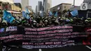 Kemudian bergerak menuju Gedung Mahkamah Konstitusi (MK) di Jalan Merdeka Barat dan puncak aksi akan berlangsung di Istana Jakarta. (Liputan6.com/Johan Tallo)
