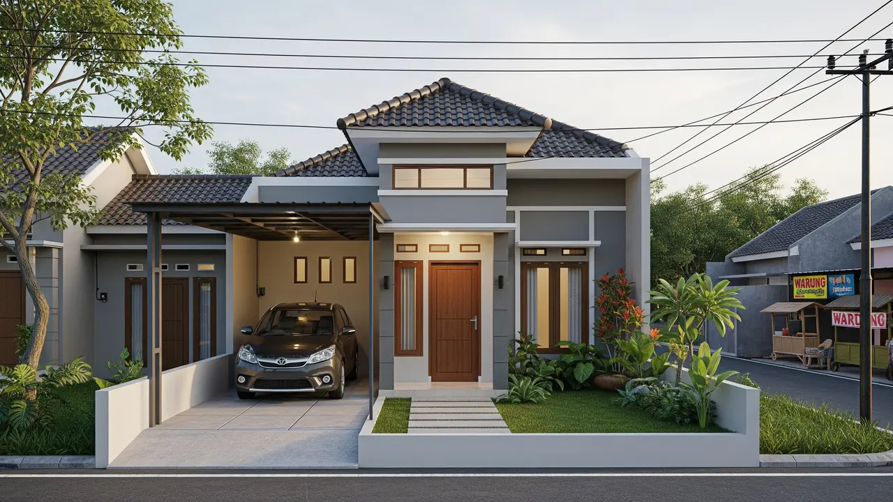 Desain Rumah 7x12 Tanpa Pagar Tapi Tetap Ada Garasi yang Cocok Buat Kontrakan