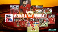 Kolase - Foto Timnas Indonesia U-23 Dengan Tulisan Menyala Abangku (Bola.com/Adreanus Titus)