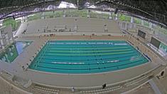 Venue Aquatic Center terlihat megah dan hampir rampung pengerjaannya di Kawasan Senayan Sport Center, Jakarta (04/10/2017). Renovasi tersebut untuk menyambut Asian Games 2018. (Bola.com/Nicklas Hanoatubun)