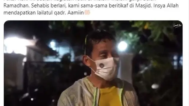 Sandiaga Uno Kejar Lailatul Qadar di Akhir Ramadan dengan Iktikaf Run